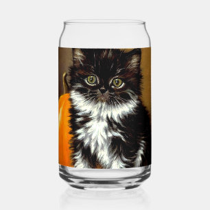 zwart-witte Halloween kat Blikvorm Glas