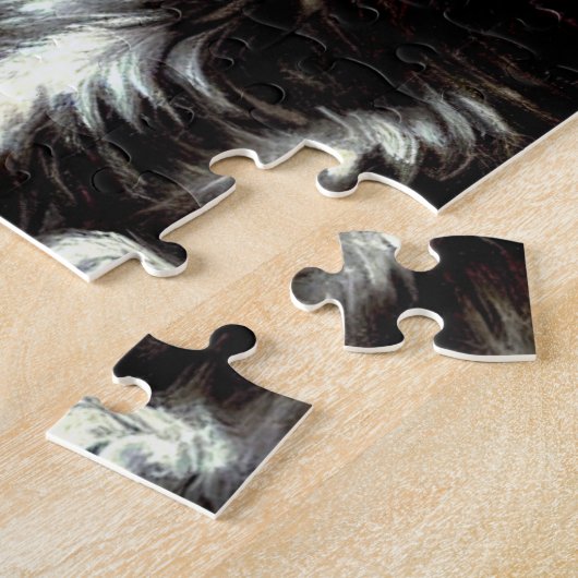  zwart-witte Halloween kat Legpuzzel (Zijkant)