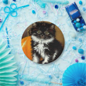 zwart-witte Halloween kat Papieren Bordje (Feest)