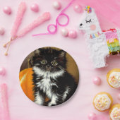 zwart-witte Halloween kat Papieren Bordje (Feest)