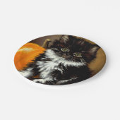 zwart-witte Halloween kat Papieren Bordje (Gekanteld)