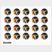 zwart-witte Halloween kat Ronde Sticker (Vel)