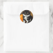 zwart-witte Halloween kat Ronde Sticker (Tas)