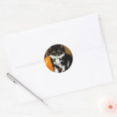 zwart-witte Halloween kat Ronde Sticker (Envelop)