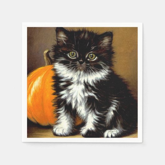 zwart-witte Halloween kat Servet (Voorkant)