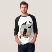 Zwart-witte halloween Owl & vlekken T-shirt (Voorkant volledig)