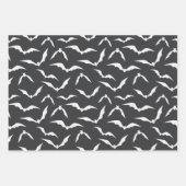 Zwart-witte halloween Spiders Bats Pattern Inpakpapier Vel (Voorkant 2)