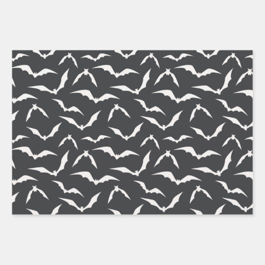 Zwart-witte halloween Spiders Bats Pattern Inpakpapier Vel (Voorkant 2)
