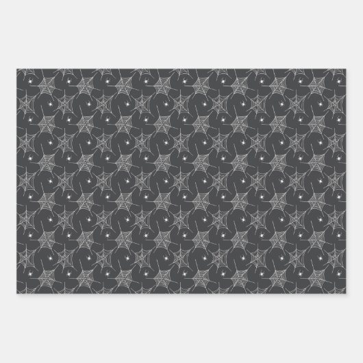Zwart-witte halloween Spiders Bats Pattern Inpakpapier Vel (Voorkant)