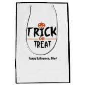 Zwart-witte halloween "Trick or treat" afdrukken Medium Cadeauzakje (Voorkant)