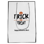 Zwart-witte halloween "Trick or treat" afdrukken Medium Cadeauzakje (Achterkant)