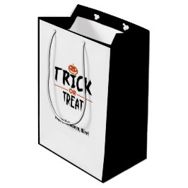 Zwart-witte halloween "Trick or treat" afdrukken Medium Cadeauzakje