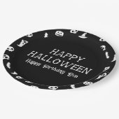 Zwart Witte Halloween Vleermuizen & Geest Hallowee Papieren Bordje (Gekanteld)