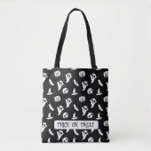 Zwart Witte Halloween Vleermuizen & Geest Hallowee Tote Bag (Voorkant)