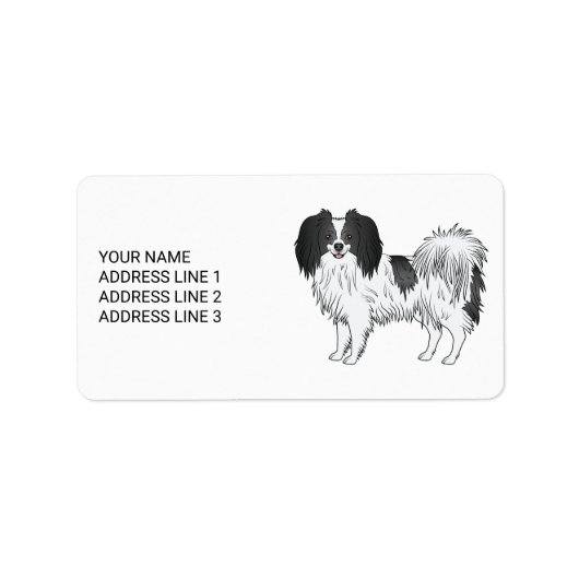 Zwart-witte halve cute dog met aangepaste tekst etiket (Voorkant)