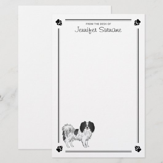 Zwart-witte halve hond met poten en tekst briefpapier (Voorkant / Achterkant)