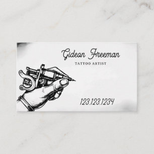 zwart-witte hand en Tattoo Machine Visitekaartje