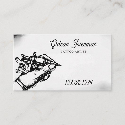  zwart-witte hand en Tattoo Machine Visitekaartje (Voorkant)