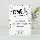 Zwart witte hand gebaar 1 Uitnodiging (Staand voorkant)