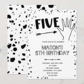 Zwart witte hand gebaar 5e verjaardag kaart (Voorkant / Achterkant)