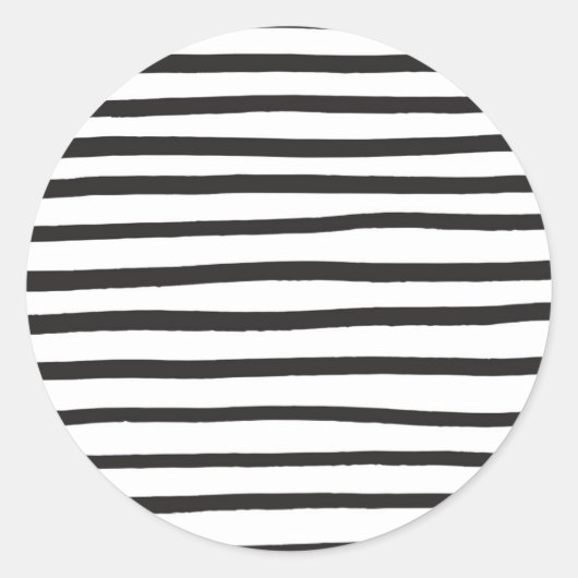 Zwart-witte hand getekende markeerstrepen ronde sticker (Voorkant)