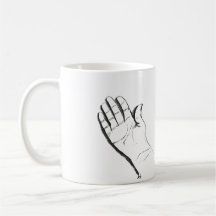 zwart-witte hand op koffiemok