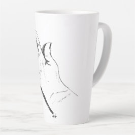 zwart-witte hand op koffiemok latte mok