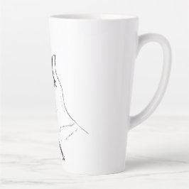 zwart-witte hand op koffiemok latte mok