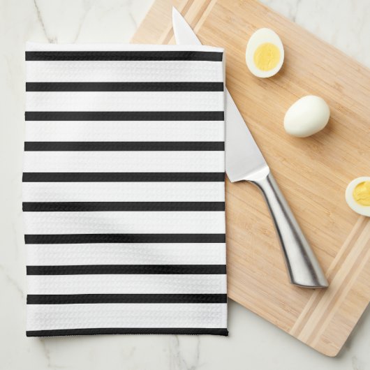 Zwart-witte handdoek met streep (Quarter Fold)