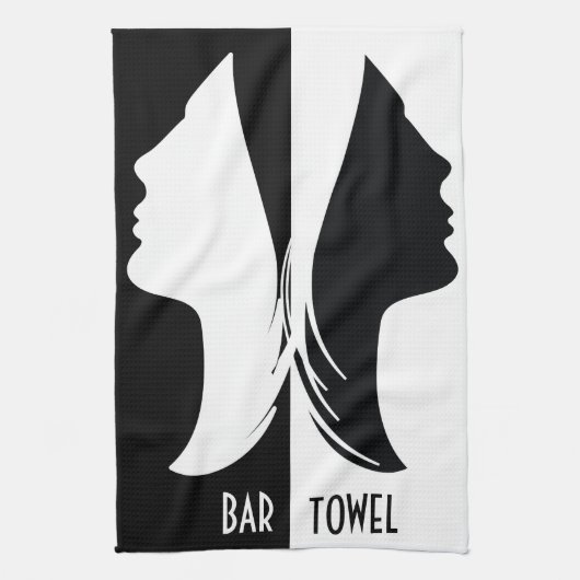 Zwart-witte handdoekgezichten theedoek (Verticaal)