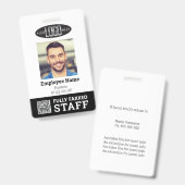 Zwart Witte Handelsmedewerker Foto ID en QR-code Badge (Voor- en achterkant)