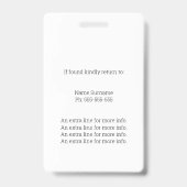 Zwart Witte Handelsmedewerker Foto ID en QR-code Badge (Achterkant)