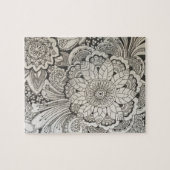 Zwart-witte handfloraal legpuzzel (Horizontaal)