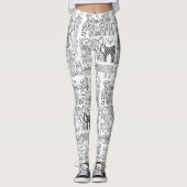 Zwart-witte handgemaakte katten leggings (Voorkant)