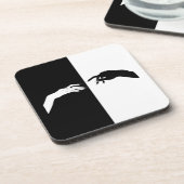 Zwart-witte handjes Modern Line Art Bier Onderzetter (Linkerzijde)