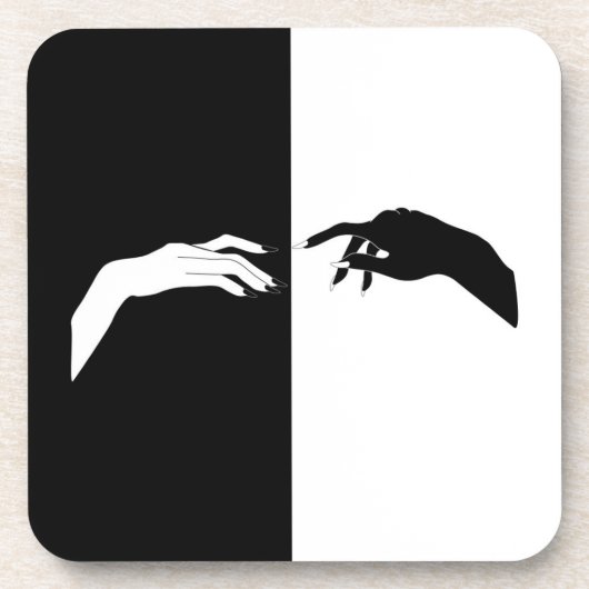 Zwart-witte handjes Modern Line Art Bier Onderzetter (Voorkant)