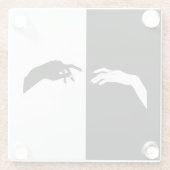 Zwart-witte handjes Modern Line Art Glazen Onderzetter (Achterkant)