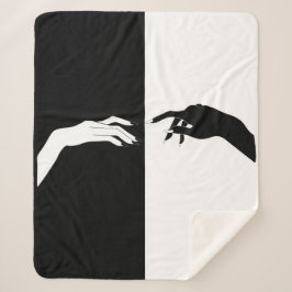 Zwart-witte handjes Modern Line Art Sherpa Deken
