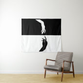 Zwart-witte handjes Modern Line Art Wandkleed (In Situ (horizontaal))