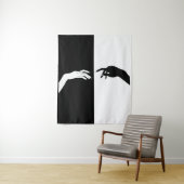 Zwart-witte handjes Modern Line Art Wandkleed (In situ)