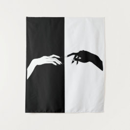 Zwart-witte handjes Modern Line Art Wandkleed