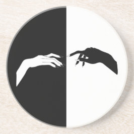 Zwart-witte handjes Modern Line Art Zandsteen Onderzetter