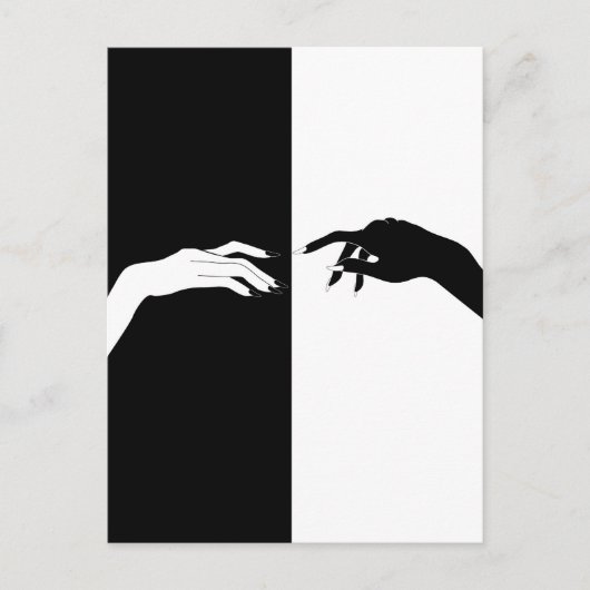 Zwart-witte handlijnkunst briefkaart (Voorkant)