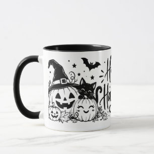 Zwart & Witte Happy Halloween Mok