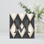 Zwart & Witte Harlekijn Elegant Eigen Merk Save The Date (Staand voorkant)