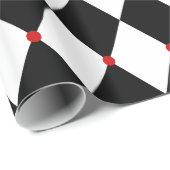 Zwart-witte harlekijn met rode accenten cadeaupapier (Rol Hoek)