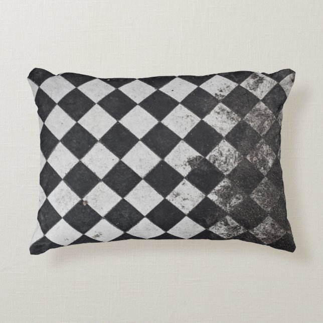 Zwart-witte harlequin accent kussen (Voorkant)