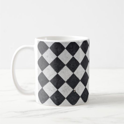 Zwart-witte harlequin koffiemok (Links)