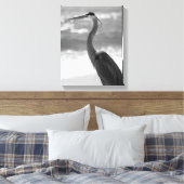 Zwart-witte haron op de strand 11x14 canvas afdruk (Insitu (Slaapkamer))