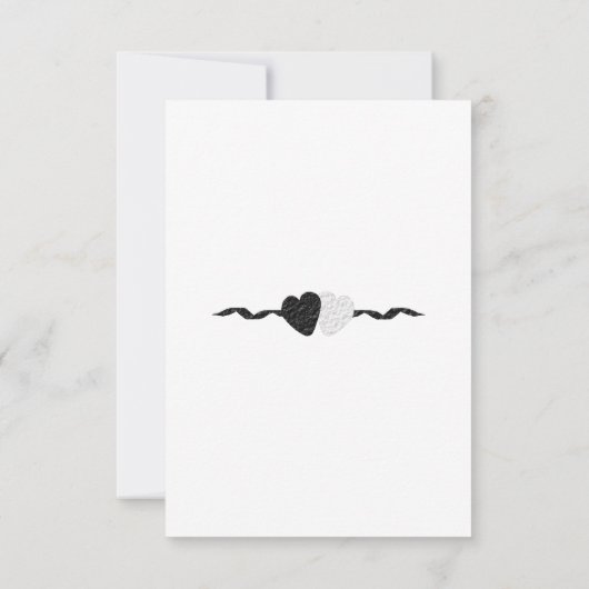 Zwart-witte harten bruiloft dank u bedankkaart (Achterkant)